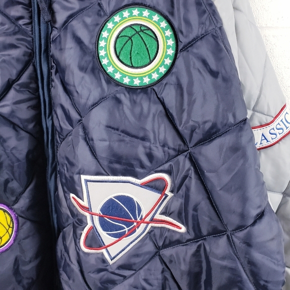 VIntage 90's PJ Mark Classic Athletic NBA Logo Quilted Puffer Jacket Size 2XL - Picture 5 of 16